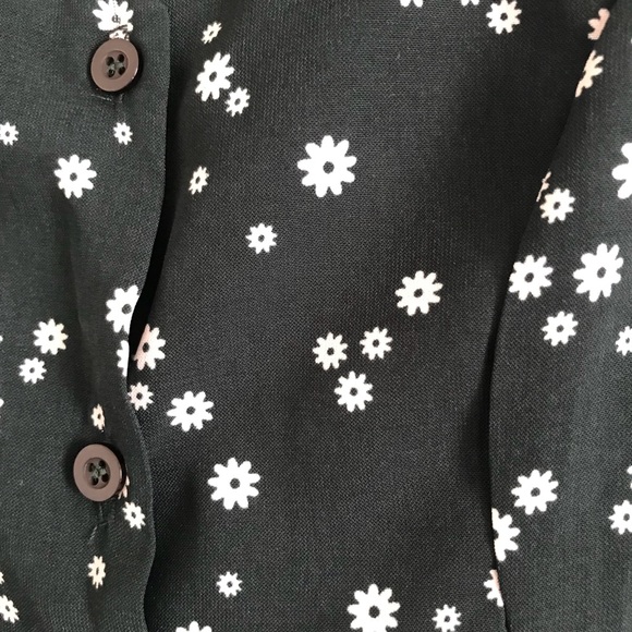 New Hunter Green Button Down Floral Mini Dress M - Picture 6 of 6